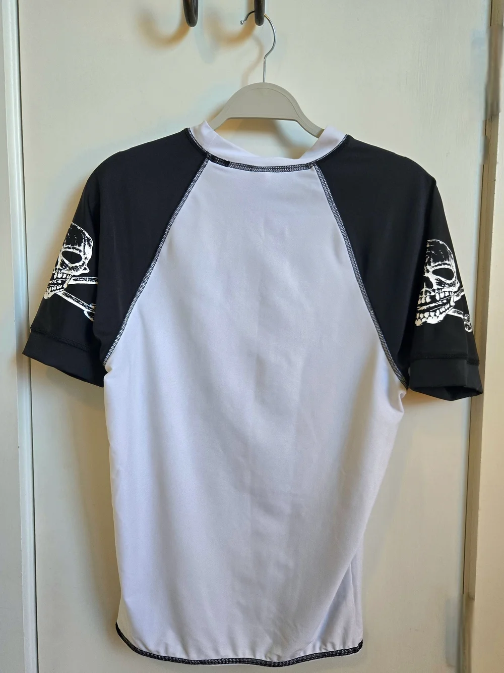 Vintage Ron Jon White and Black Raglan Surf Polo Made In USA